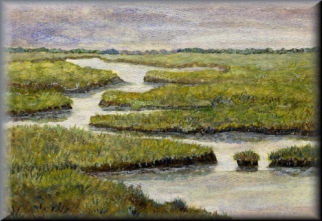 Painting of the Hampton salt marshes by Ruth Stimson