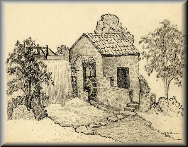 Pencil Sketch of Old Mill Stream 1967