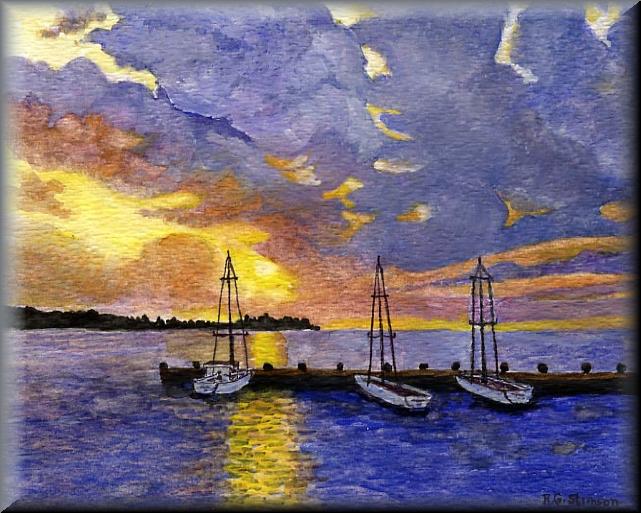 Three Boats At Sunset