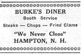 Burke's Diner ad