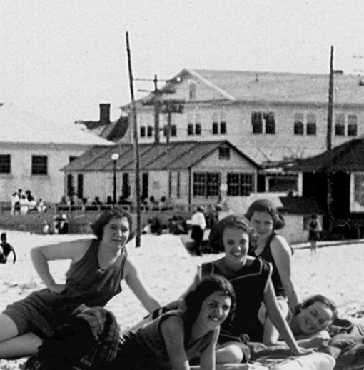 Bathing beauties on Hampton Beach in 1923