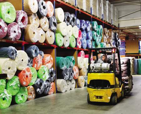 Foss Textile Rolls and Forklift