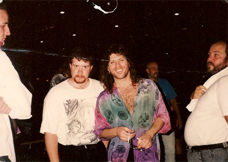 Sandown’s Bill Burke in 1990, when he was a “maître d’” at the Casino Ballroom. Burke is pictured with Kip Winger, lead singer of the self-titled heavy metal band Winger.