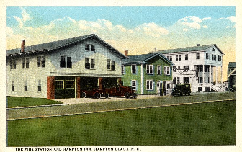 Hampton Beach Fire station postcard