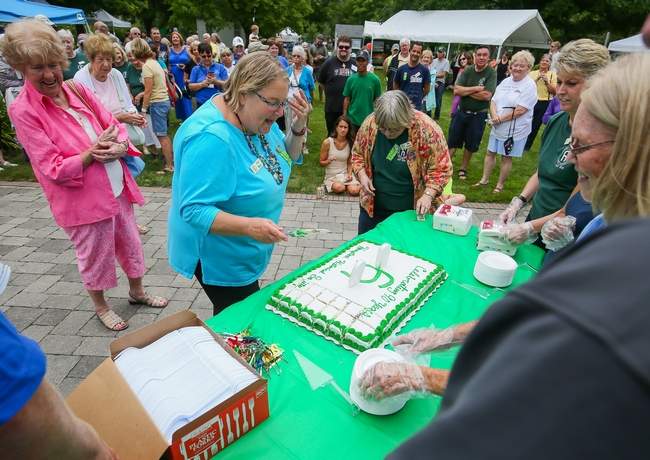 Betty Moore cuts 90th birthday cake