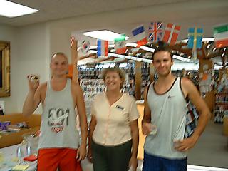 Milan Svec and Peter Uzovic with Linda Leubner at the library's first International Day