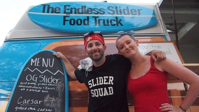 Nick Lastrina, 29, and Meghan Evans, 28, opened up their new food truck, Endless Sliders, at Eaton Park in Hampton this month