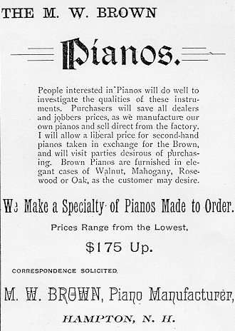Moses Brown Piano Factory ad