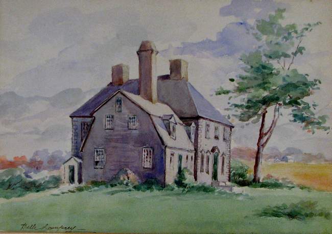 Moulton House watercolor by Isabella S. Lamprey.