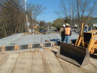 Working on the surface of the bridge on April 28th